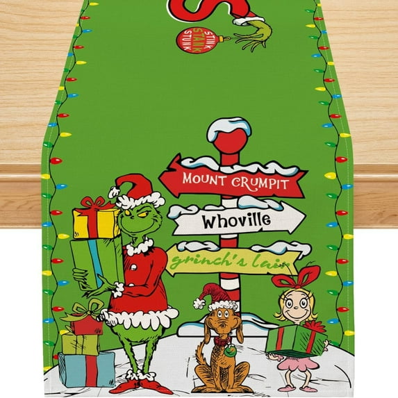 Christmas Table Runner, Christmas Decorations for Home Green Xmas Runner for Table Seasonal Winter Holiday Merry Christmas Table Decorations Indoor Outdoor Party Decor (13'''' x 72'''')