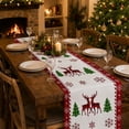thumbnail image 1 of Christmas Table Runner Christmas Party Decorations Plaid Reindeer Linen Snowflake Border Tight Hem & Durable for Home Dining Table Entryway Console Table by MPOISVA, 1 of 7