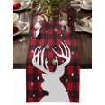 thumbnail image 1 of Christmas Table Runner Christmas Reindeer Table Runners Red Black Check Plaid Snowflake Cotton Linen Dresser Scarf Kitchen Dining Table Decor for Christmas Holiday Party Decor 13x72 Inch, 1 of 9