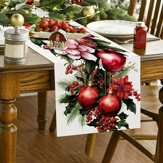 Christmas Table Runner,Christmas Runners Table Decoration for Indoor Outdoor Home Party Decor 13x72 Inch (Christmas Ball)