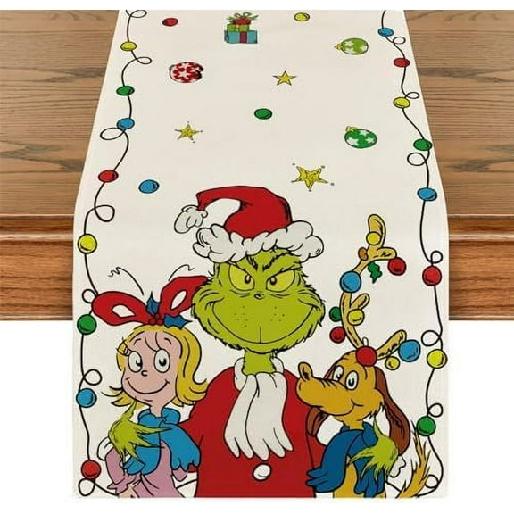 Christmas Table Runner Christmas Table Runner Christmas Table Cover New Year Winter Xmas Decor Green Elf Christmas Decorations for Home Party Table