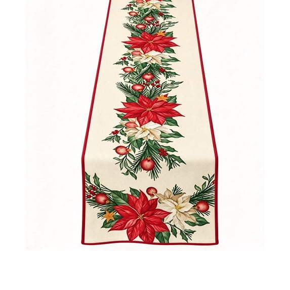 Christmas Table Runner,Christmas Theme Pattern Print Table Runner,Dining Table Cover for Holiday Farmhouse Kitchen Home Decor