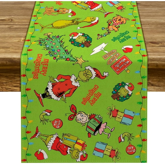 Christmas Table Runner, Christmas Xmas Winter Holiday, Season Party Christmas Decorations, Kitchen Fireplace Dining Room Home Decor (13" x 108")