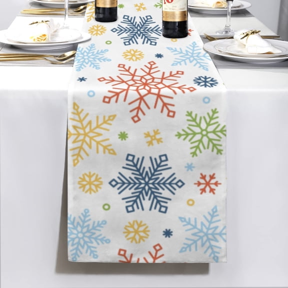 Christmas Table Runner | Colored Flakes | Holiday Dinner Table Decor