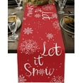 thumbnail image 1 of Christmas Table Runner-Cotton Linen-Let it Snow Dinner Scarf Décor,Long 108 Inch Holiday Winter snowflake Dresser Scarves,Farmhouse Xmas Kitchen Coffee/Dining Home Living Room Tablerunner,Red white, 1 of 6