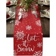 thumbnail image 1 of Christmas Table Runner-Cotton Linen-Let it Snow Dinner Scarf Décor,Long 36 Inch Holiday Winter Snowflake Dresser Scarves,Farmhouse Xmas Kitchen Coffee/Dining Home Living Room Tablerunner,Red White, 1 of 7