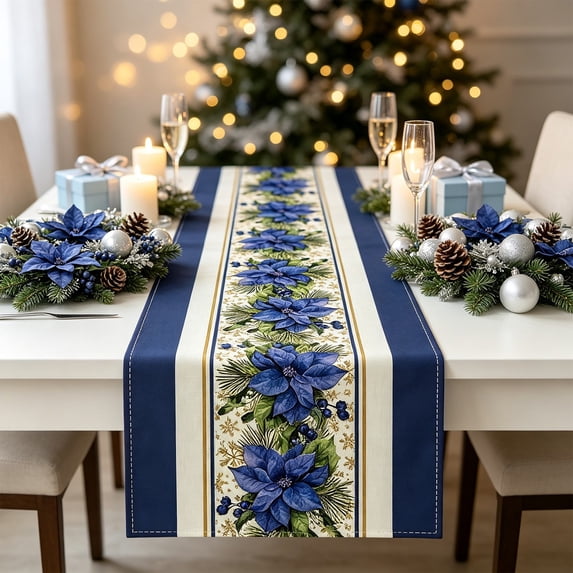 Christmas Table Runner Decorations,Christmas Linen Table Banners Festive Holiday Table Cover for Dining Table Home Party Tablecloth Decoration(C)
