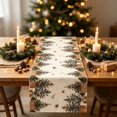 thumbnail image 1 of Christmas Table Runner Decorations,Christmas Linen Table Banners Festive Holiday Table Cover for Dining Table Home Party Tablecloth Decoration(D), 1 of 6