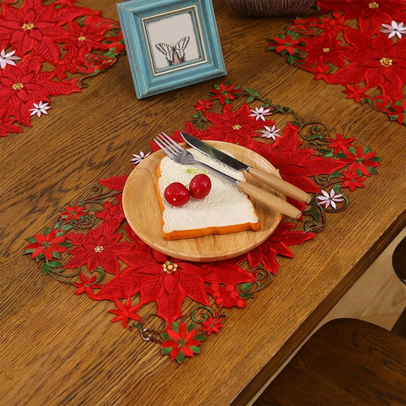 Christmas Table Runner Embroidered Fabric, Holiday Table Runner for Dining Room Christmas Decor, Family Gathering Table Centerpiece, Festive Table Runner for Mantel Display Seasonal Akmoler