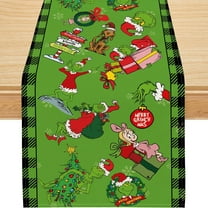 Christmas Table Runner, Funny Christmas Runner for Table Christmas Xmas Green Christmas Decorations for Home Seasonal Winter Holiday Party Table Decorations Indoor Party Decor (13'''' x 72'''')