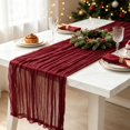 thumbnail image 1 of Christmas Table Runner, Gauze Table Runner, Bohemian Crinkled Gauze Table Runner, Holiday Table Decor for Xmas Party Dining Table Decoration, 1 of 6