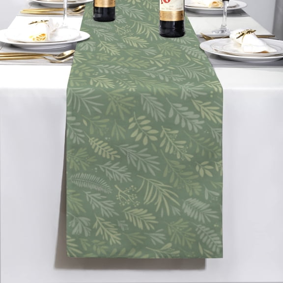 Christmas Table Runner | Green Fern | Holiday Dinner Table Decor