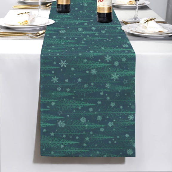 Christmas Table Runner | Green Forest | Holiday Dinner Table Decor