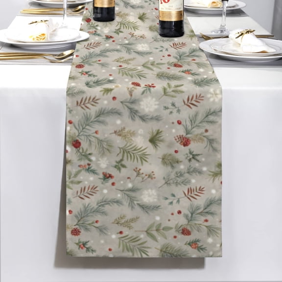 Christmas Table Runner | Grey Pines | Holiday Dinner Table Decor
