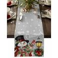 thumbnail image 1 of Christmas Table Runner Grey Snowman Table Runners Snowflake Cardinal Bird Light Wreath Cotton Linen Dresser Scarf Kitchen Dining Table Decor for Christmas Holiday Party Decor 13x36 Inch, 1 of 8