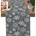 thumbnail image 1 of Christmas Table Runner, Grey White Snowflakes Pattern Cotton Linen Tablecloth Holiday Farmhouse Table Decor for Home,Kitchen,Dining Room,Indoor,Outdoor,13X108 Inches Extra Long, Winter, 1 of 7