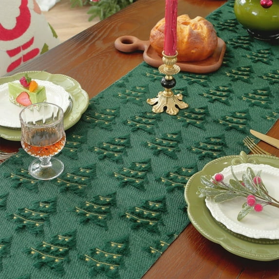 Christmas Table Runner Holiday Dining Table Decor Snowflake Deer Pattern - Festive Table Cover Centerpiece for Holiday Gatherings(Green-B)