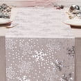 thumbnail image 1 of Christmas Table Runner Holiday Table Decor 108 Inch Long Snowflake Design, Metallic Gold Foil Print on Polyamide Fabric, Washable Wrinkle Resistant Dining Table Cloth for Party Festival, 1 of 7