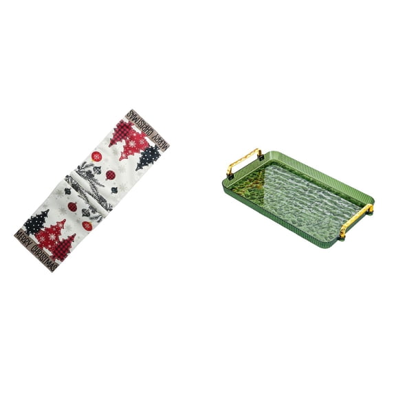 Christmas Table Runner Kitchen Serving Tray Vanity Platter with Durable Polyester for Winter Holiday Home Decor