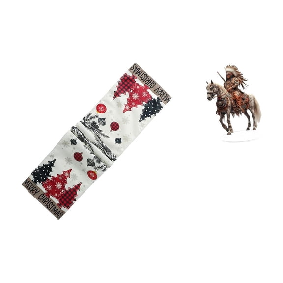 Christmas Table Runner Knight Ornament Tabletop Decoration Polyester Material for Holiday Home Coffee Table Decor