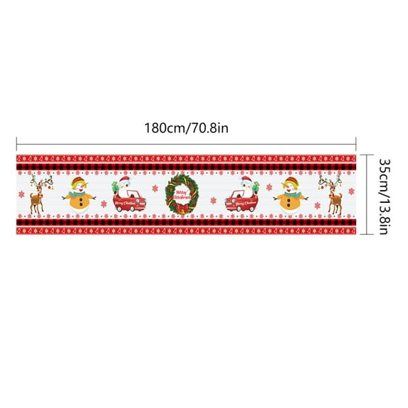 Christmas Table Runner Linen Decorative Table Cloth with Tassels for Washable Wrinkle Resistant Table Runners for Christmas Party Dinner, Xmas Theme Dining Room, 14X71 Inches