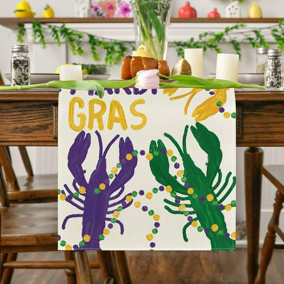 Christmas Table Runner Mardi Gras Table Flags Carnival Decorations Indoor Outdoor Party Decorations Tablecloths