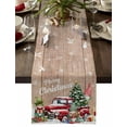 thumbnail image 1 of Christmas Table Runner Merry Christmas Gnome Table Runners Xmas Trees Truck Wood Grain Cotton Linen Dresser Scarf Kitchen Dining Table Decor for Christmas Holiday Party Decor 13x90 Inch, 1 of 9