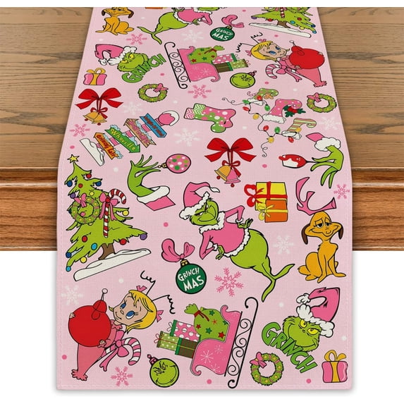 Red Christmas Table Runner, Santa Claus Merry Christmas Red Christmas Table Runner, Santa Claus Merry Christmas