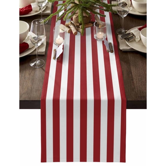 Christmas Table Runner Merry Christmas Table Runners Red And White Stripes Cotton Linen Dresser Scarf Kitchen Dining Table Decor for Christmas Holiday Party Decor 13x72 Inch