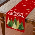 thumbnail image 1 of Christmas Table Runner, Red Merry Christmas Trees Snowflakes Table Runner, Christmas Tableware Home Indoor Decor, 13x108 inch, Polyester, 1 of 8