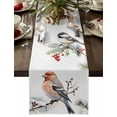 thumbnail image 1 of Christmas Table Runner Red Robin Bird Table Runners Berry Pine Needles Snow Cotton Linen Dresser Scarf Kitchen Dining Table Decor for Christmas Holiday Party Decor 13x90 Inch, 1 of 9