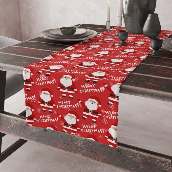Christmas Table Runner Santa Claus Delivering Gifts Table Throw Tablecloth Kitchen Dining Living Room Wedding Party Table Setting Decor