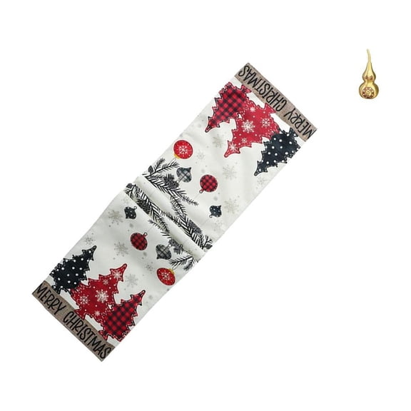 Christmas Table Runner Sea Turtle Sculpture Brass Gourd Statue Festive Polyester Decor for Holiday Dining Table Family