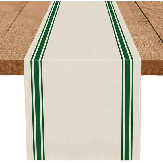 Christmas Table Runner Simple Green Stripe Merry Christmas Long Runners for Winter Xmas Home Kitchen Dining Table Decoration 13 x 72 Inch