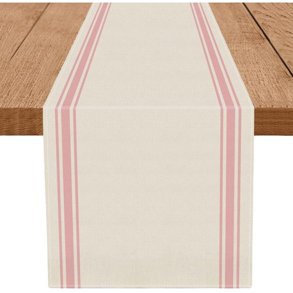 Christmas Table Runner Simple Pink Stripe Merry Christmas Long Runners for Winter Xmas Home Kitchen Dining Table Decoration 13 x 72 Inch