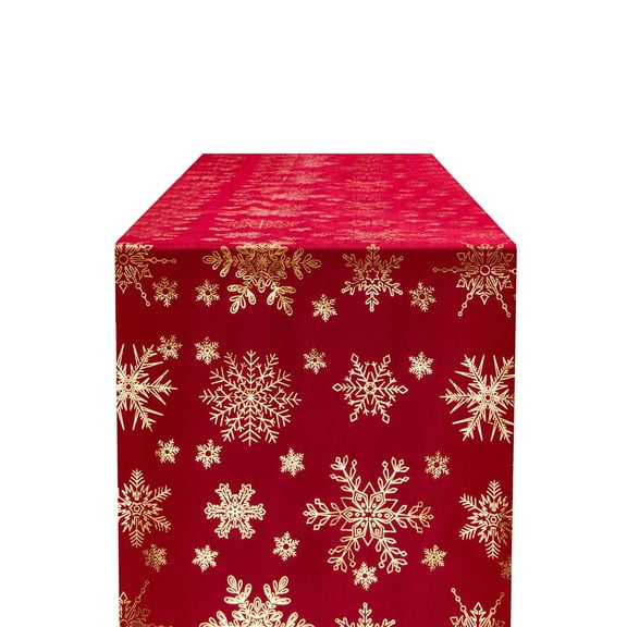 Christmas Table Runner Snowflake 11x108 Inch Xmas Classic Seasonal Table Runner for Dining Room Kitchen Christmas Wedding Winter Holiday Table Party Decor(Red)
