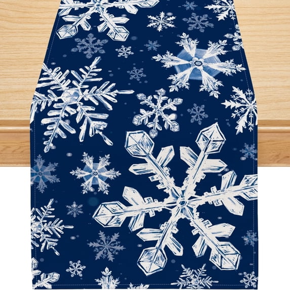 Christmas Table Runner, Snowflake Decorations Christmas Runner for Table Seasonal Chriatmas Winter Holiday Decor Dining Table Decorations (Blue, 13'''' x 72'''')