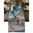 thumbnail image 1 of Christmas Table Runner Snowman Beach Flamingo Table Runners Palm Trees Smas Balls Cotton Linen Dresser Scarf Kitchen Dining Table Decor for Christmas Holiday Party Decor 13x36 Inch, 1 of 9