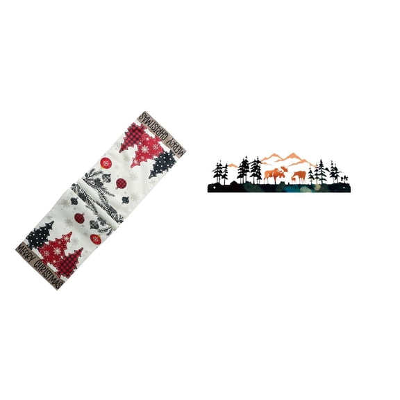 Christmas Table Runner Wall Sculpture Deer Ornament Featuring Handcrafted Patterns for Winter Kitchen Living Room Use