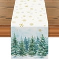 thumbnail image 1 of Christmas Table Runner Watercolor Snow Tree, Xmas Table Decorations 13x72 Inch, Beige Pine Tree Snowflake Merry Christmas Table Runner, for Christmas Table Centrepiece, Indoor Outdoor Home Party, 1 of 6