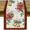 thumbnail image 1 of Christmas Table Runner, Xmas Red Flowers Seasonal Winter Holiday Dinner Table Decoration for Home Living Room Kitchen Dining Room 13x108in, 1 of 6