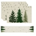 thumbnail image 1 of Christmas Table Runner and Placemats Set – Include 1pc Table Flag and 4pcs Placemats with Santa, Tree and Snowflake Prints for Holiday Dining Decor, 1 of 5