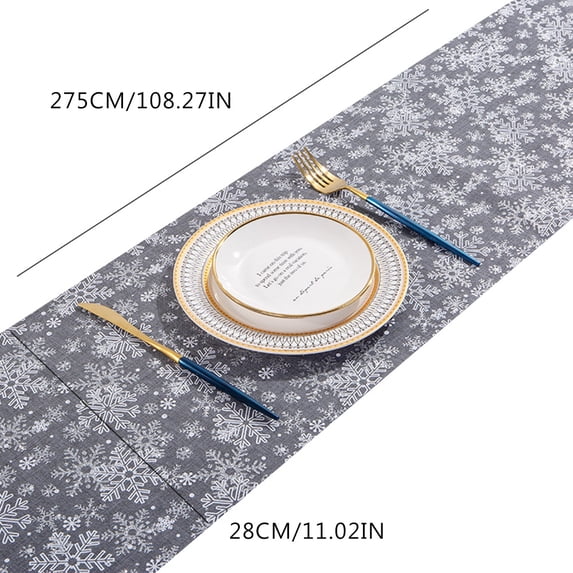 Christmas Table Runners Christmas Table Mat 28x275CM Home Decoration Birthday Christmas Flag Rustic Tablecloth Grey Gold Powder Snowflakes 28x275CM
