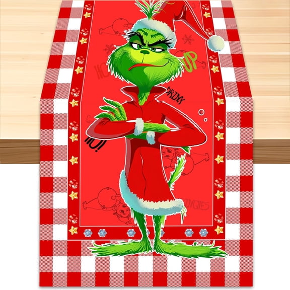 Christmas Table Runners Dining-Table Decoration 13x72 Inch Red and White Plaid Merry Christmas Tablecloth, Suitable for Winter in The Kitchen and Family Gatherings Decor Red