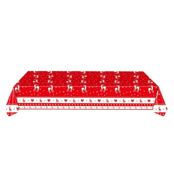 Christmas Tablecloth 54 x 108 Inch – Multicolor Plastic Disposable Table Cover with Christmas Tree Pattern, Waterproof & Oil-Proof Tableware for Holiday Party, Buffet, Catering Decoration