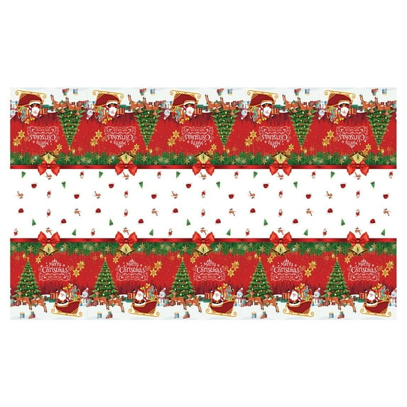 Christmas Tablecloth – 54x108 Inch Waterproof PE Plastic Table Cover with Festive Print for Holiday Parties, Dinner, Buffet & Seasonal Decor