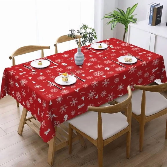 Christmas Tablecloth 55×70.8 inch, Washable Table Cover for Party Picnic Dinner Decor，Style 4