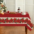 thumbnail image 1 of Christmas Tablecloth 60×104 Inch, Poinsettia Red Washable Table Cover for Party Picnic Dinner Decor, 1 of 6