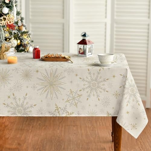 Christmas Tablecloth 60×120 Inch Rectangular, Simple Snow Stick Figure ...