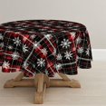 thumbnail image 1 of Christmas Tablecloth 60×60 Inch Round, Black Red Plaid White Snow Washable Table Cover for Party Picnic Dinner Decor, 1 of 6